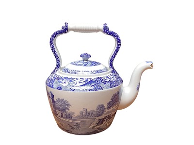 Lot 1123 - Large Spode Italian pattern blue and white teapot/kettle, 32cm high