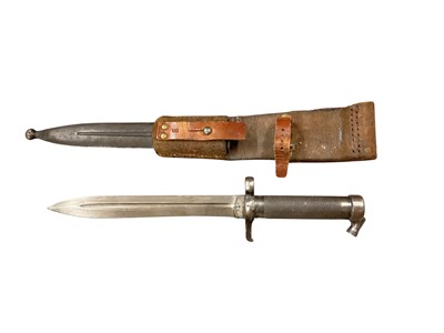 Lot 957 - Swedish Mauser 1896 Pattern bayonet with scabbard and frog.