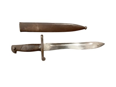 Lot 956 - Spanish 1941 pattern Bolo bayonet in scabbard.