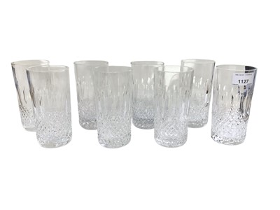 Lot 1127 - Set of eight Waterford Crystal Colleen pattern highball tumblers, 14cm high
