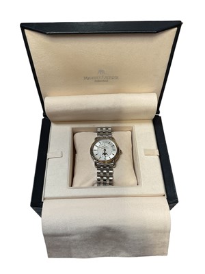 Lot 166 - Maurice Lacroix Masterpiece Moonphase automatic stainless steel wristwatch