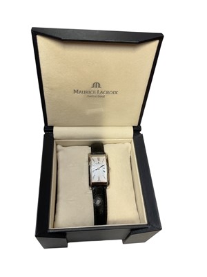 Lot 170 - Maurice Laxroix tank style wristwatch, boxed