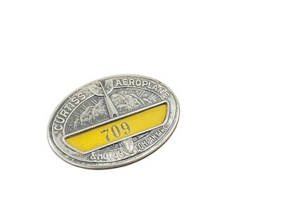 Lot 744 - Second World War American Curtiss Aeroplane & Motor Company Inc. staff members' badge, stamped on reverse Bastian Bros. Co. Roch. N. Y., 4.4cm in width.