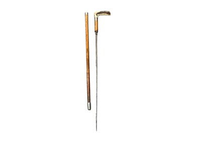 Lot 966 - Victorian sword stick with hallmarked silver collar and antler handle