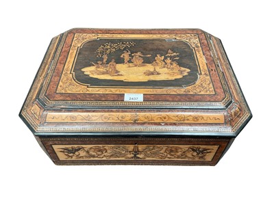 Lot 2437 - Large 19th century Sorrento marquetry box with central figural scene