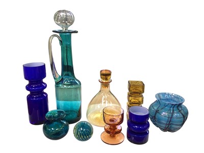 Lot 1139 - Group of Scandinavian glass vases, together with a Mdina vase and paperweight