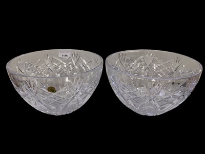 Lot 1146 - Pair of Waterford Crystal bowls, 25cm diameter, 15cm high