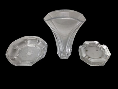 Lot 1152 - Baccarat glass vase, 24cm high, together with a bowl and an ashtray (3)