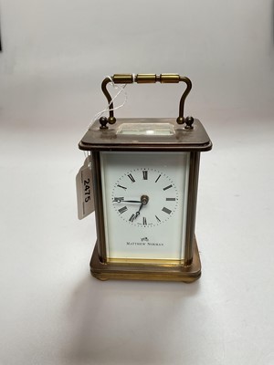 Lot 2475 - Matthew Norman brass cased carriage clock, 11.5cm high