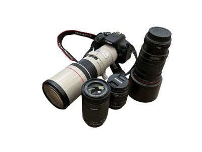 Lot 2352 - Canon camera kit, including a EOS 600D with EF 400mm f5.6 L Ultrasonic lens, EF 200mm f2.8 L II Ultrasonic lens, etc