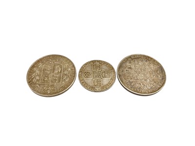 Lot 476 - G.B. - Mixed silver coinage to include George II Shilling 1758 GVF, Half Crowns George IV 1826 GVF & Victoria YH 1874 GVF (3 coins)