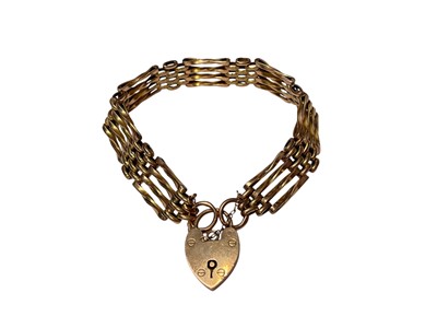 Lot 54 - 9ct gold gate bracelet with padlock clasp