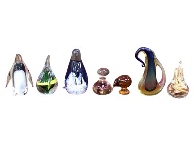 Lot 1166 - Collection of art glass including a Finnish candle holder, vases, paperweights etc