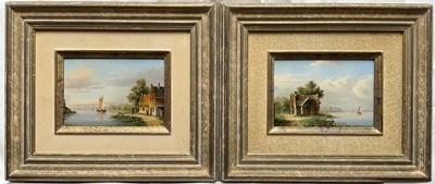 Lot 39 - A. Herkelman, Pair of oils on panel - Continental Landscapes, 11cm x 16cm, framed (2)