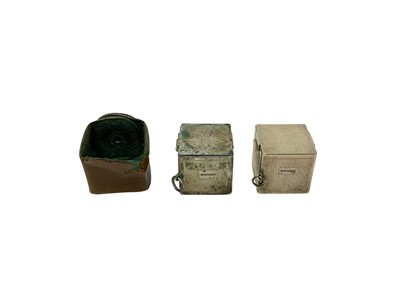 Lot 256 - Two contemporary silver snooker cue chalk holders, each of square form with engine turned decoration, (Birmingham 1988 / 1989), maker William Manton, (2).