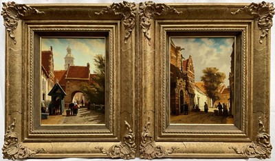 Lot 44 - J.Beekhout (b. 1937) Pair of Dutch Street Scenes, signed, 23cm x 17cm, framed (2)