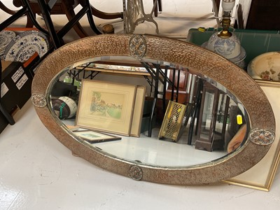 Lot 5040 - Arts & Crafts style oval hammered copper mirror