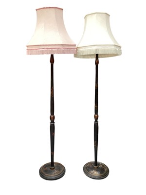 Lot 1515 - Pair cloisonne lacquered standard lamps