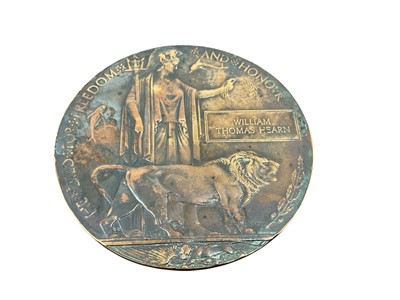 Lot 736 - First World War Memorial (Death) plaque named to William Thomas Hearn.
