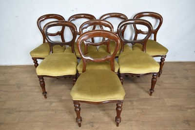 Lot 1320 - Matched set of eight Victorian mahogany balloon back dining chairs