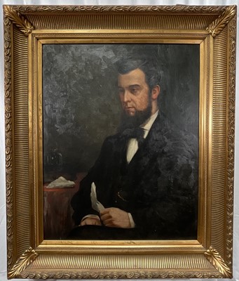 Lot 68 - Victorian oil on canvas, Portrait of a Gentleman, 75cm x 59.5cm, in gilt frame.
