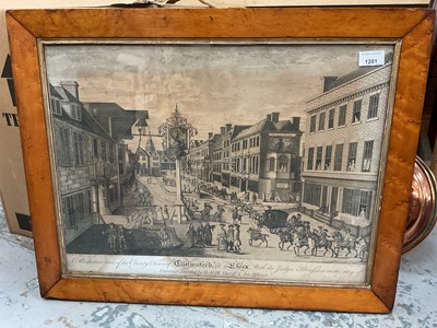 Lot 1201 - 19th century engraving of Chelmsford, in glazed maple veneered frame