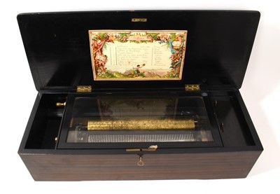 Lot 790 - 19th century musical box playing 10 airs in inlaid rosewood case
