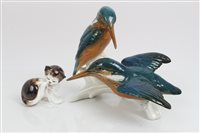 Lot 2105 - Karl Ens porcelain model of two Kingfishers...