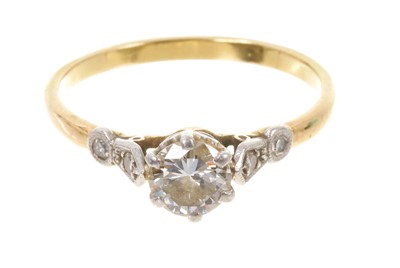 Lot 424 - Diamond single stone ring with a brilliant cut diamond estimated to weigh approximately 0.65cts