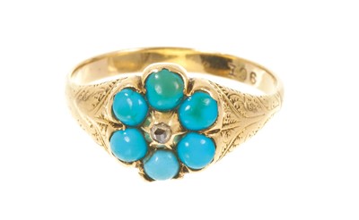 Lot 427 - Victorian turquoise and diamond forget-me-not cluster ring