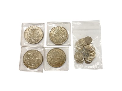 Lot 482 - G.B. - Mixed coinage to include silver Crowns George V 1935 EF, George VI 1937 x 3 GVF-EF. silver Three Pences x 29, Royal Mint year set 1970, base metal issues & others (Qty)