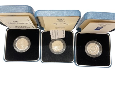 Lot 487 - G.B. - Royal Mint mixed silver proof coinage cased and mostly with Certificates of Authenticity to include Crowns, £2s, £1s & other issues (Qty)