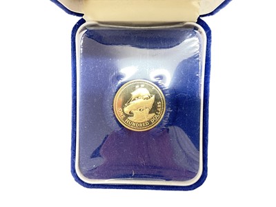 Lot 495 - Barbados - Gold 100 Dollars weight 6.21gms (N.B. .500 gold, AGW .09984oz - cased with Certificate of Authenticity) (1 coin)