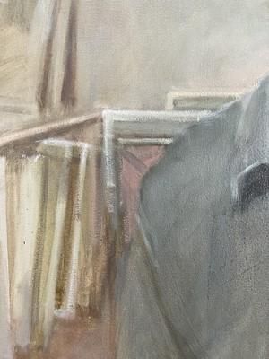 Lot 1116 - Jack Stephenson (1945-2025) oil on canvas - Studio Self Portrait, monogrammed, 70cm x 60cm, unframed
