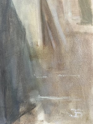 Lot 1116 - Jack Stephenson (1945-2025) oil on canvas - Studio Self Portrait, monogrammed, 70cm x 60cm, unframed