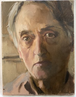 Lot 1114 - Jack Stephenson (1945-2025) oil on canvas - Portrait, The Knight of Madrid, 24cm x 18cm, unframed