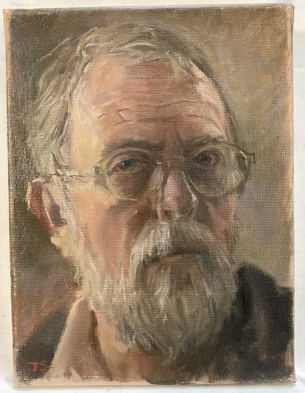 Lot 1115 - Jack Stephenson (1945-2025) oil on canvas - Self Portrait, monogrammed, 24cm x 18cm, unframed