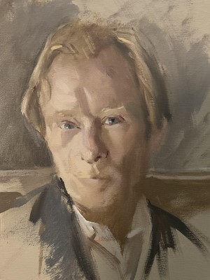 Lot 1110 - Jack Stephenson (1945-2025) oil on canvas - Portrait of Bill Nighy, 45cm x 35cm, unframed
