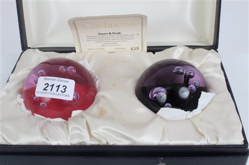 Lot 2113 - Set of two Caithness paperweights - Dawn and...