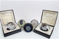 Lot 2114 - Five Caithness glass paperweights designed by...