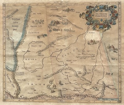 Lot 16 - Gerard Mercator - 'Tab. VIII. Asiae, Scythiam extra imaum, ac Sericam comprehendens' (Map of Central Eurasia), 17th century engraving, glazed frame