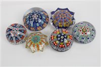 Lot 2115 - Six Scottish glass paperweights with...
