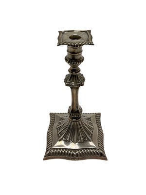 Lot 251 - Victorian taperstick with gadrooned borders and removable sconce, (London 1897), maker Thomas Bradbury & Sons Ltd, approximately 12.5cm in height.