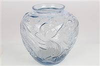 Lot 2118 - Lalique-style baluster glass vase decorated...