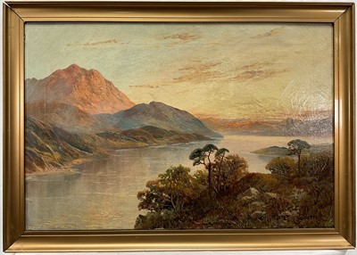 Lot 221 - Francis E. Jamieson A mountainous lakeland scene, oil on canvas, signed, in gilt frame. 40 x 60cm