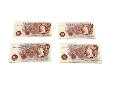 Lot 497 - G.B. - Mixed red-brown Ten Shilling banknotes Fforde consecutively numbered, prefix B29N x 92 EF-UNC (92 banknotes)