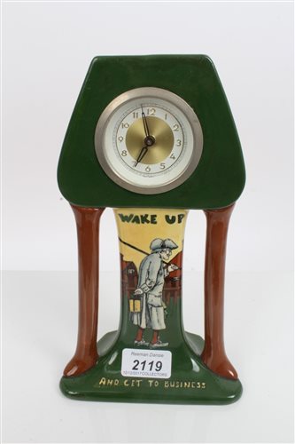 Lot 2119 - Frederick Rhead pottery Clocksck - Wake up and...