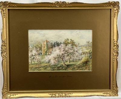 Lot 146 - M. Hawksworth (Flourished c.1910-1930), 'Spring Time And Apple Blossom', watercolour on paper, signed lower left, titled to mount and dated verso "1933". Overall including frame 35cm x 43cm