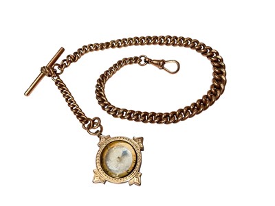 Lot 142 - 9ct rose gold graduated watch chain with 9ct gold mounted compass fob
