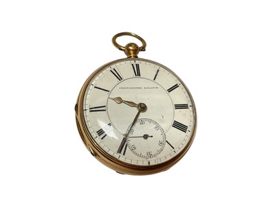 Lot 143 - Victorian 18ct gold cased Chronometer Balance pocket watch (London 1873)